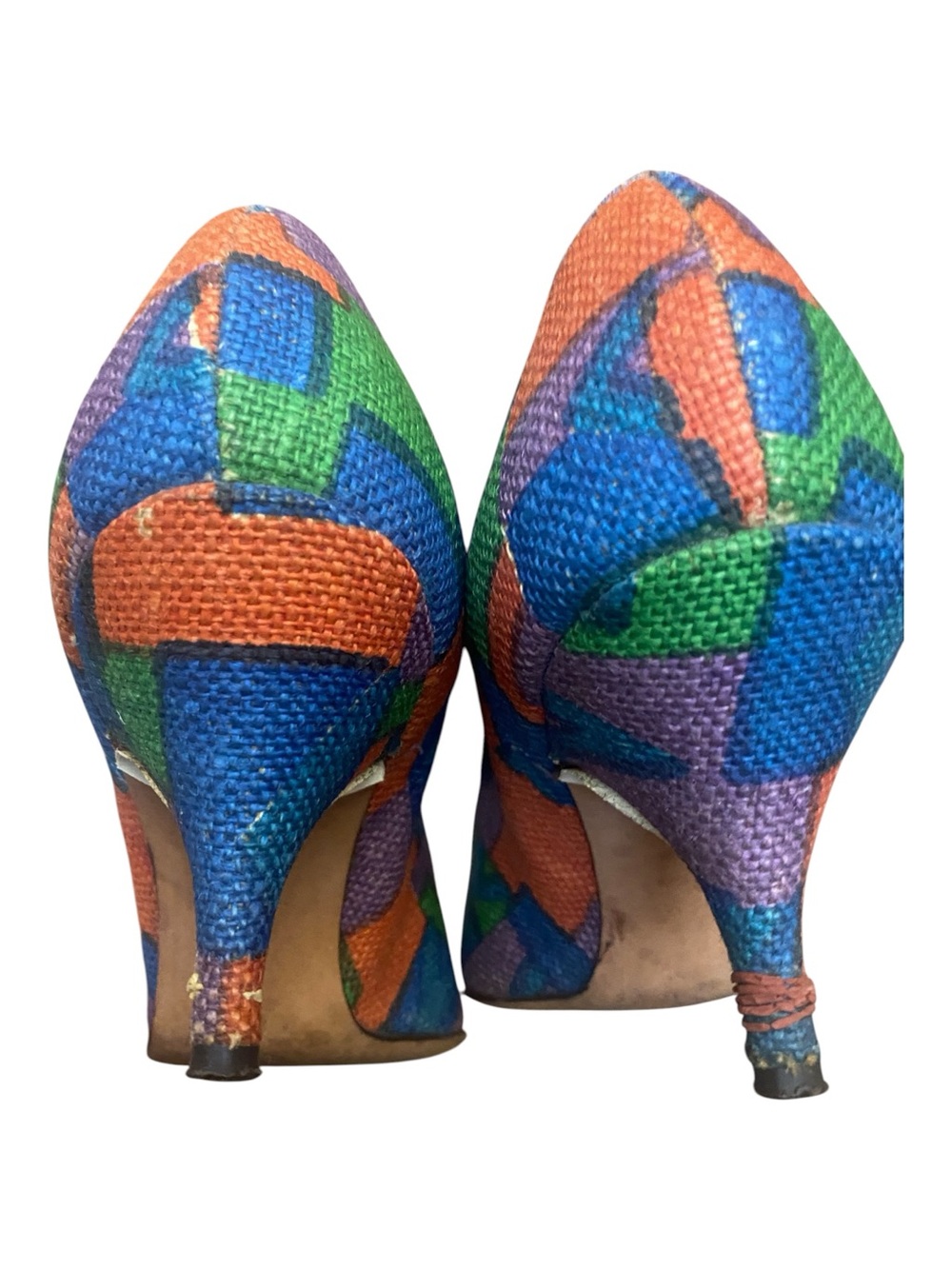 Caressa By Taicher Womens Vintage Woven Point Toe Heels Size 8.5 4A Narrow Heels - Picture 6 of 11